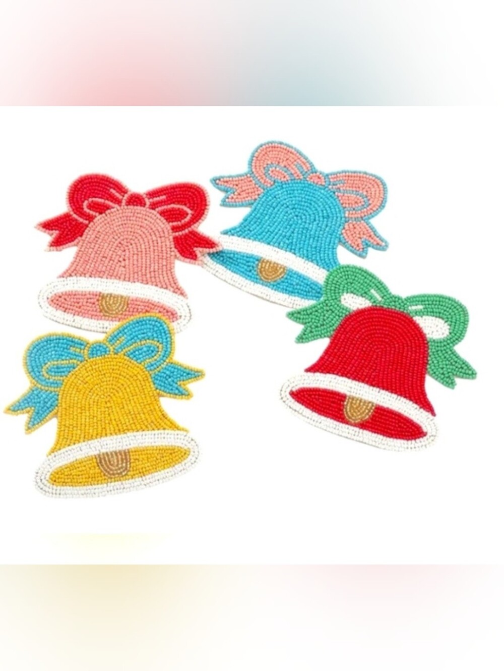 Christmas Beaded Bell Coasters Set Luxe